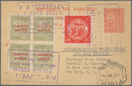 Zeppelinpost Übersee: 1930. Rare Card From Paraguay, With Provisional Zeppelin Cancels For The Südam - Zeppeline