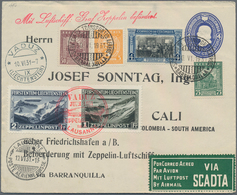 Zeppelinpost Übersee: 1931, LIECHTENSTEIN 1+ 2Fr. + SCADTA Und Kolumbien Zusatzfrankatur Auf Luxusbr - Zeppelins