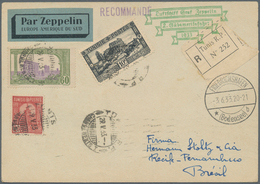 Zeppelinpost Übersee: 1933. Registered Tunisie / Tunis Postcard Routed Through Marseille And Paris T - Zeppelines