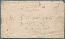 Katastrophenpost: 1894, Saved From The Wreck Of The / "WAIRARAPA", Blue Two-line On Cover (stamps Wa - Autres & Non Classés