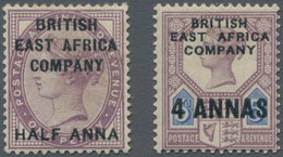 Britisch-Ostafrika Und Uganda: 1890 ½a. On 1d. And 4a. On 5d. Both Mint Lightly Hinged, Fresh And Ve - East Africa & Uganda Protectorates