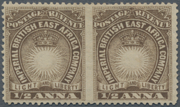 Britisch-Ostafrika Und Uganda: 1890-95 1a. Brown Horizontal Pair, Variety IMPERFORATED BETWEEN, Moun - Protectorats D'Afrique Orientale Et D'Ouganda