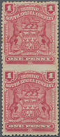 Britische Südafrika-Gesellschaft: 1898-1908 1d. Rose Vertical Pair, Variety IMPERFORATED BETWEEN, Mo - Non Classés