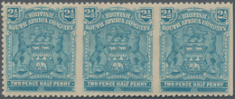 Britische Südafrika-Gesellschaft: 1898-1908 2½d. Blue Horizontal Strip Of Three, Variety IMPERFORATE - Non Classés