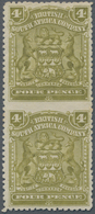 Britische Südafrika-Gesellschaft: 1898-1908 4d. Olive Vertical Pair, Variety IMPERFORATED BETWEEN, M - Zonder Classificatie