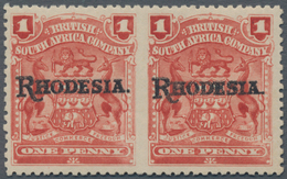Britische Südafrika-Gesellschaft: 1909-12 1d. Carmine-rose Horizontal Pair, Variety IMPERFORATED BET - Non Classés