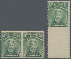 Britische Südafrika-Gesellschaft: 1913-19 KGV. ½d. Green Horizontal Pair, IMPERFORATED BETWEEN, Plus - Unclassified