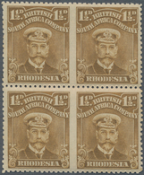 Britische Südafrika-Gesellschaft: 1913-19 KGV. 1½d. Brown-ochre Block Of Four, Imperf Vertically Bet - Zonder Classificatie
