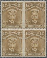 Britische Südafrika-Gesellschaft: 1913-19 KGV. ½d. Brown-ochre Block Of Four, Variety IMPERFORATED B - Non Classificati