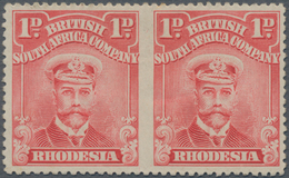 Britische Südafrika-Gesellschaft: 1913-19 KGV. 1d. Rose-red, Perf 15, Horizontal Pair IMPERFORATED B - Ohne Zuordnung