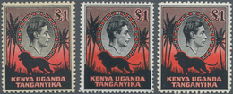 Ostafrikanische Gemeinschaft: 1938/1954, KGVI Pictorial Definitive £1 Black/red 'lion' Three Differe - África Oriental Británica