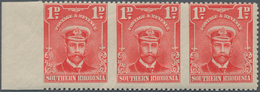 Süd-Rhodesien: 1924-29 KGV. 1d. Bright Rose, Horizontal Strip Of Three With Sheet Margin At Left, IM - Zuid-Rhodesië (...-1964)