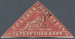 Kap Der Guten Hoffnung: 1861 "Wood-block" 1 D Vermillion On Laid Paper, Used, Slightly Touched Lower - Kaap De Goede Hoop (1853-1904)