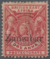 Zanzibar: 1896 1a. Carmine-rose, Variety "OVERPRINT DOUBLE", Monted Mint With Part Original Gum, Wit - Zanzibar (...-1963)
