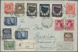 Ägäische Inseln: 1939, Attractive 7lire Franking (of 15 Values On Front/on Reverse) Of Registered Ai - Egée