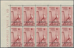 Ägäische Inseln: 1934, Football World Championship In Italy 20c. Brownish-red ‚goalkeeper‘ Block Of - Egeo