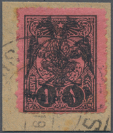 Albanien: 1913, Double Headed Eagle Overprints, 1pi. Black On Rose, Fresh Colour And Normally Perfor - Albanië