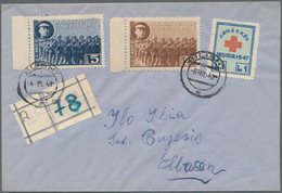 Albanien - Zwangszuschlagsmarken: 1949, Red Cross 1l. Blue/red/pale Green Used On Registered Cover W - Albanie