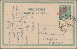 Albanien - Lokalausgaben: SHKODER: 1915, Red 4line Overprint On Stationery Card 5q. Green, Postmarke - Albanie