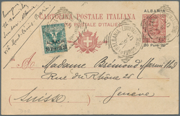 Albanien - Besonderheiten: 1905, 10 Pa On 5 C Green Additional Franking On Postal Stationery Card 20 - Albanië