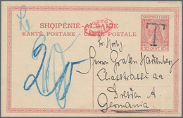 Albanien - Besonderheiten: 1914, 10 Q Red "Skanderbeg" Postal Stationery Card, On Reverse Full Messa - Albania