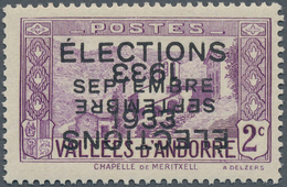 Andorra - Französische Post: 1933, "ELECTIONS" Overprints, Private Issue, 2c. Violet With Double Ove - Altri & Non Classificati