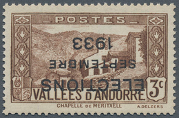 Andorra - Französische Post: 1933, "ELECTIONS" Overprints, Private Issue, 3c. Brown With Inverted Ov - Autres & Non Classés