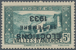 Andorra - Französische Post: 1933, "ELECTIONS" Overprints, Private Issue, 5c. Bluish Green With Inve - Sonstige & Ohne Zuordnung