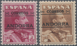 Andorra - Spanische Post: 1928, Overprints, 4pts. Lilac And 10pts. Brown, Perf. 12½:11½, Fresh Colou - Other & Unclassified