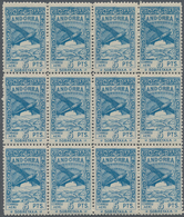 Andorra - Spanische Post: 1932, Not Issued Airmail Set Of 12 In Blocks Of Twelve, Mint Never Hinged - Andere & Zonder Classificatie