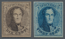 Belgien: 1851, Leopold I. Medallion With Parts Of Wmk. 10c. Brown And 20c. Blue Both With Good To Wi - Ongebruikt