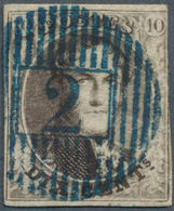 Belgien: 1851, 10c. Brown, Fresh Colour, Touched To Full Margins, Clearly Oblit. By Full Strike Of B - Neufs