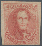 Belgien: 1861, Leopold I. Medallion 40c. Carmine-rose Without Wmk. With Large Margins On Three Sides - Ongebruikt