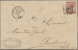 Belgien: 1869, 40c. Rose, Single Franking On Lettersheet From "BRUXELLES 24 MARS 69" To Padua/Italy - Ongebruikt