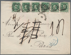 Belgien: 1873, 6 Items 10 C Green Tied By Bruxelles On Letter To Paris, Besides French Open Semicirc - Neufs