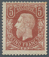 Belgien: 1878, 5fr. Red-brown, Fresh Colour And Well Perforated, Mint Original Gum Previously Hinged - Nuevos