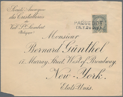 Belgien: 1903, 50 C Grey With PERFIN "TS" Tied By Ship Post Two-liner Cancel "PAQUEBOT" On Letter To - Neufs