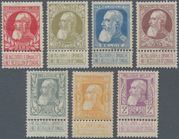 Belgien: 1905 'King Leopold II.' Complete Set With Tabs, Mint Lightly Hinged, Fresh And Fine. (Mi 50 - Ungebraucht