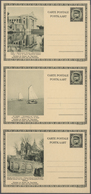 Belgien - Ganzsachen: 1934, 50 + 25 C. Picture Stationery Cards For Tourism In Uncut Strip Of Three - Autres & Non Classés