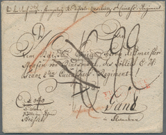 Belgien - Besonderheiten: 1800, FRANCFORT PAR COLOGNE, Double-line Transit Handstamp In Red On Milit - Autres & Non Classés