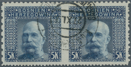 Bosnien Und Herzegowina (Österreich 1879/1918): 1906, 5 Kr Dunkelblau, Gestempeltes Waagerechtes Paa - Bosnie-Herzegovine