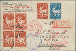 Bulgarien: 1933. Bulgarische Zuleitungspost Zur 1. Südamerikafahrt, Anschlußflug Berlin. R-Spitzenbe - Covers & Documents