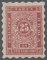 Bulgarien - Portomarken: 1884, Ziffern 25 St. Karmin Gez. L 5½, Ungebraucht Mit Originalgummi Und Kl - Segnatasse