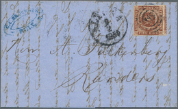 Dänemark: 1854, 4 S (FIRE R.B.S.) Chestnut Brown Single Franking, Tied By Three Ring Numeral 148 To - Neufs