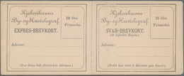 Dänemark - Ganzsachen: 1880 (ca.) Unused Form For A Double Card Of Private Town Post In Copenhague, - Ganzsachen