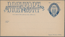 Dänemark - Ganzsachen: 1881 Two Unused Postal Stationery Cards 3 öre Blue On White Paper Three Tower - Postwaardestukken