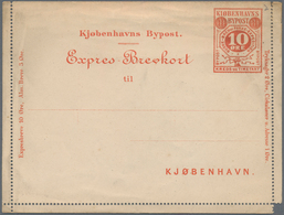 Dänemark - Ganzsachen: 1883 Unused Express Lettercard 10 öre Red On White Paper Of Private Townpost - Ganzsachen