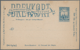 Dänemark - Ganzsachen: 1884/88 Three Unused Postal Stationery Cards Of Private Town Post Of Copenhag - Interi Postali