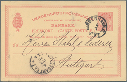 Dänemark - Ganzsachen: GSK 10 Öre Karmin In Seltener Auflage "mit Kleinen Eckziffern" Gebr. 1896 Mit - Interi Postali