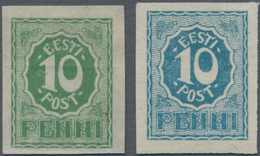 Estland: 1919, 10 P Numeral Green Imperforated Expertised Löbbering BPP. In Addition A Proof For Mi- - Estonie
